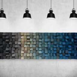 Handmade Wood Wall Art - Blue Grey Decor Ombre Sound Diffuser - thumbnail 4