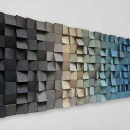 Handmade Wood Wall Art - Blue Grey Decor Ombre Sound Diffuser - thumbnail 2