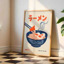 Japanese Ramen Print - Food Print, Art Noodle Illustration, Poster, Japandi Wall Art - thumbnail 2
