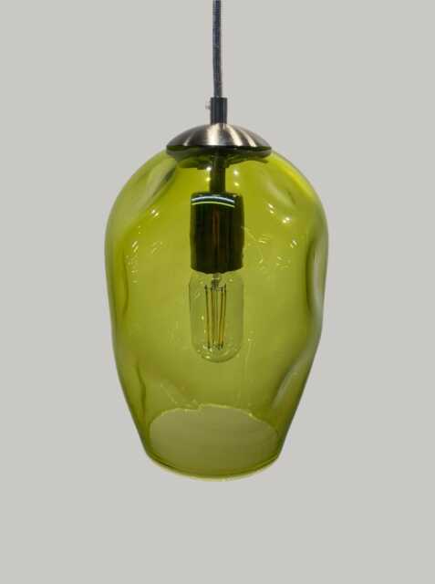 Hand Blown Olive Green Glass Pendant Light Ready-Made - image 1