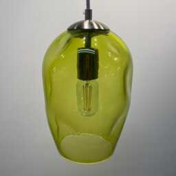 Hand Blown Olive Green Glass Pendant Light Ready-Made - thumbnail 3