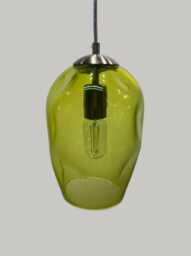 Hand Blown Olive Green Glass Pendant Light Ready-Made