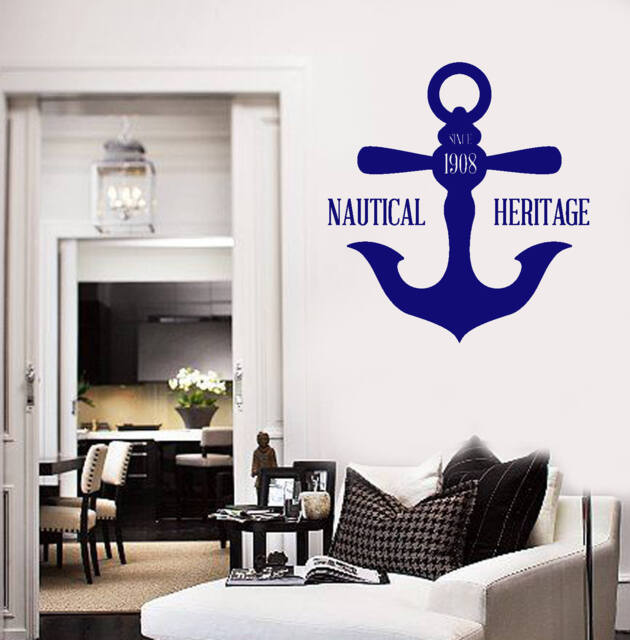 Wall Vinyl Decal Sea Ocean Nautical Anchor Decor For Ship & Yacht - #2699Dn - image 1