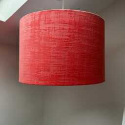 Coral Textured Velvet, Drum Lampshade /Ceiling Shade With A White Lining - thumbnail 2