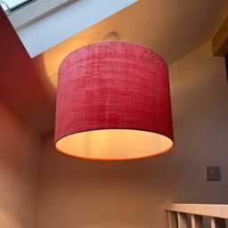 Coral Textured Velvet, Drum Lampshade /Ceiling Shade With A White Lining