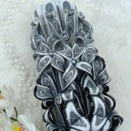 xxlarge 8 Stars Black & White Unique Hand Carved Unscented Candle - Perfect Home Decor Or Gift For Many Occasions For Her - thumbnail 3