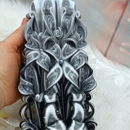 xxlarge 8 Stars Black & White Unique Hand Carved Unscented Candle - Perfect Home Decor Or Gift For Many Occasions For Her - thumbnail 2