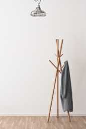 Wooden Coat Rack Stand - Minimalist Tripod Tree For Entryway Freestanding Solid Wood Clothes Modern Scandinavian Design