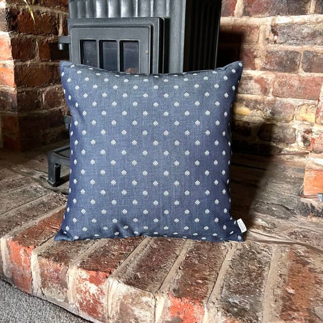 1259. Small Flower Handmade 100% Cotton Denim Cushion Cover Various Sizes - image 1