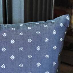 1259. Small Flower Handmade 100% Cotton Denim Cushion Cover Various Sizes - thumbnail 2