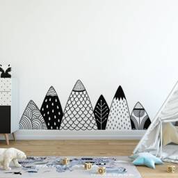 Patterned Mountains Wall Decal - Mountain Decal, Woodland Nursery, Tribal Decals, Nursery Nature - thumbnail 2