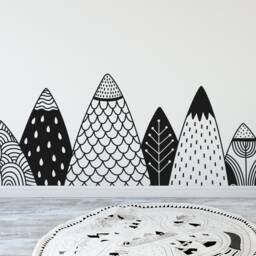 Patterned Mountains Wall Decal - Mountain Decal, Woodland Nursery, Tribal Decals, Nursery Nature - thumbnail 3