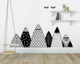 Patterned Mountains Wall Decal - Mountain Decal, Woodland Nursery, Tribal Decals, Nursery Nature - thumbnail 1