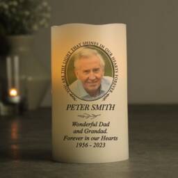 Personalised Light in Our Hearts Memorial Led Candle - Custom Remembrance With Photo Sympathy Gift Loving Memory - thumbnail 2