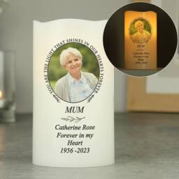 Personalised Light in Our Hearts Memorial Led Candle - Custom Remembrance With Photo Sympathy Gift Loving Memory - thumbnail 3