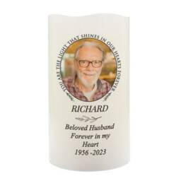 Personalised Light in Our Hearts Memorial Led Candle - Custom Remembrance With Photo Sympathy Gift Loving Memory - thumbnail 4