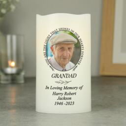 Personalised Light in Our Hearts Memorial Led Candle - Custom Remembrance With Photo Sympathy Gift Loving Memory - thumbnail 1