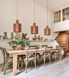 Mid Century Set Of 3 Pendant Lights Kitchen Island Style, Walnut Hanging Lamps For Modern Homes - thumbnail 1