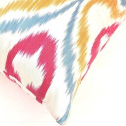 Handloom Ikat Pillow Cover, Multi Color Accent Cushion - 14x23 Inches - thumbnail 3