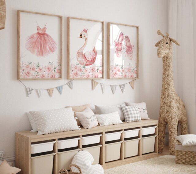 Ballerina Nursery Prints Set Swan, Tutu, Ballet Shoes - image 1