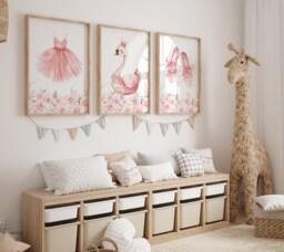 Ballerina Nursery Prints Set Swan, Tutu, Ballet Shoes