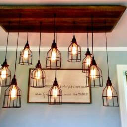 The Grizzly Bear Chandelier Rustic Barn Wood Industrial Cage Chandelier - thumbnail 3