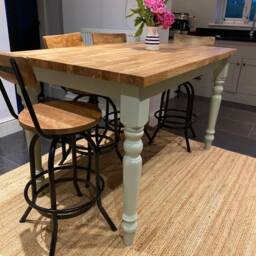 Breakfast Bar - Kitchen Island Farmhouse Style Turned Leg Butcher Block - thumbnail 2