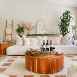 Cream Moroccan Rug With Brown Border, Square Pattern Berber Rug, Shag Large Area Neutral Wool Decor - thumbnail 3