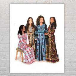 Palestinian Women Ii - Art Print - Unframed - Thobe Tatreez Embroidery Jerusalem Palestine Arab - thumbnail 3