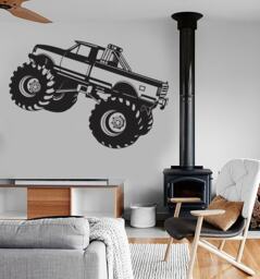 Monster Truck Wall Vinyl Decal Big Car Auto Body Shop Garage Man Cave Or Kid's Room Decor - #1027Di - thumbnail 1