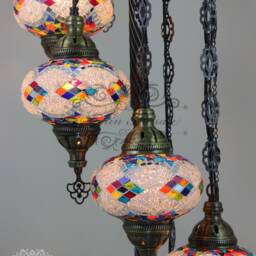 7 Ball Turkish Mosaic Floor Lamp With Large Globes, Lambader - thumbnail 2
