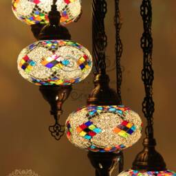 7 Ball Turkish Mosaic Floor Lamp With Large Globes, Lambader - thumbnail 3