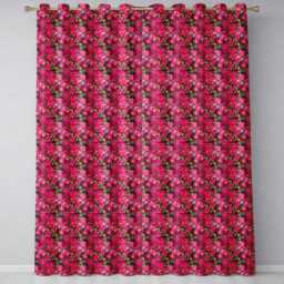 Vibrant Pink Floral Garden Seamless Pattern Lush Blooming Flowers Design Readymade Eyelet Ring Top Thermal 100% Blackout Curtains - thumbnail 2