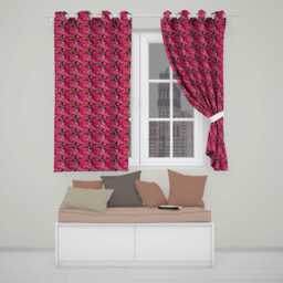 Vibrant Pink Floral Garden Seamless Pattern Lush Blooming Flowers Design Readymade Eyelet Ring Top Thermal 100% Blackout Curtains - thumbnail 1