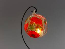 Red Poppies Candle Holder, Hand Painted Glass Lentern, Unique Handmade Table Centerpiece, Houseworming Gift