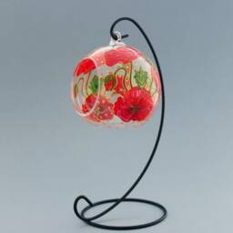 Red Poppies Candle Holder, Hand Painted Glass Lentern, Unique Handmade Table Centerpiece, Houseworming Gift - thumbnail 2