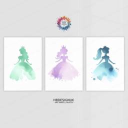 Princess Nursery Prints - Set Of 3 Posters - Kids Print Girls Room Wall Art Bedroom Decor Playroom Artwork Baby Gifts - thumbnail 2