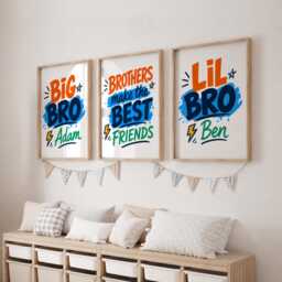 Brothers Room Print - Boys Sibling Wall Art, Kids Shared Bedroom Decor