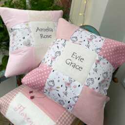 Ballerina Name & Date Cushion, Cushion, Embroidered Personalised Nursery Decor, Pink Girls Gift - thumbnail 3