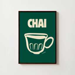 Chai Illustration Wall Art - Desi Tea Graphic Modern Kitchen Poster Cute Home Decor - thumbnail 1