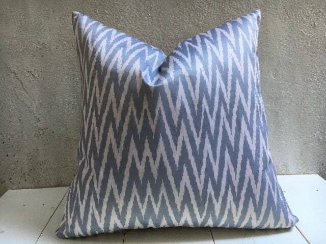 Handwoven Silk Ikat Pillow Cover, Modern Accent Cushion - 24x24 - image 1