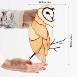 stained Glass Barn Owl Wall Hanging Owl Gift Woodland Animal Decor Farmhouse Neutral Art Bird Lover Sculpture - thumbnail 2