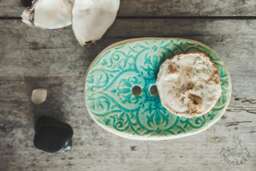 Blue Ceramic Soap Dish With Drain - Handmade Pottery Sponge Holder