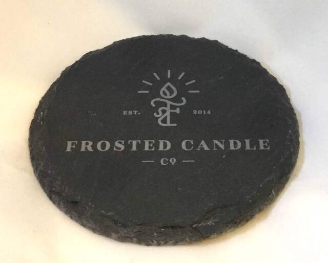 Frosted Candle Coaster Tray Slate Stone Engraved Holder - image 1