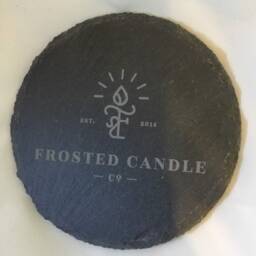 Frosted Candle Coaster Tray Slate Stone Engraved Holder - thumbnail 2
