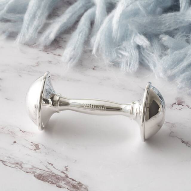 Silver-Plated Rattle, Personalised Engraved Baby Silver New Gift, Shower Rattle - image 1