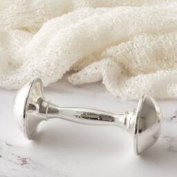 Silver-Plated Rattle, Personalised Engraved Baby Silver New Gift, Shower Rattle - thumbnail 2