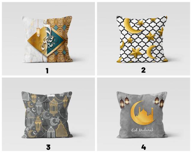 Ramadan Mubarak Pillow Cover, Muslim Cushion Islamic Case, Eid Al Fitr Home Decoration, Kareem - image 1