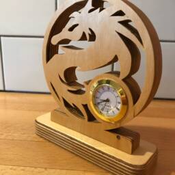 Wooden Clock Handcrafted Handmade Unique Horse Deer Stag Eagle Fairy Dragon Flower - thumbnail 3