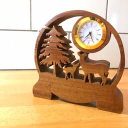 Wooden Clock Handcrafted Handmade Unique Horse Deer Stag Eagle Fairy Dragon Flower - thumbnail 2